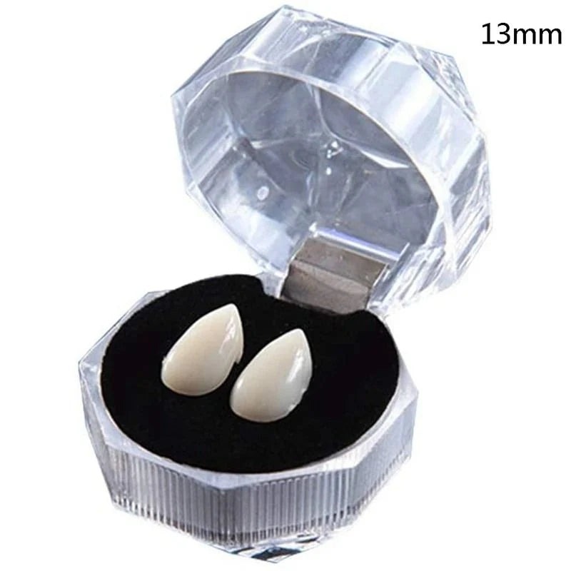 Costume Fangs Lightweight Plastic Four Sizes Fits Over Teeth