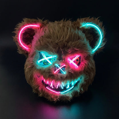 Costume Mask Faux Fur Optional LED Lights
