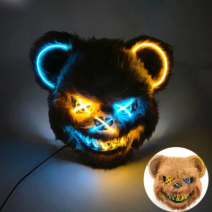 Costume Mask Faux Fur Optional LED Lights