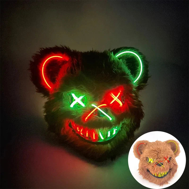 Costume Mask Faux Fur Optional LED Lights