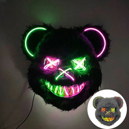 Costume Mask Faux Fur Optional LED Lights