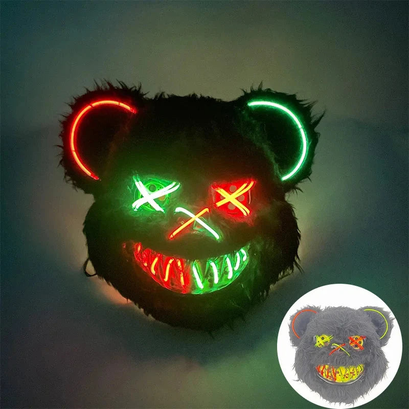 Costume Mask Faux Fur Optional LED Lights