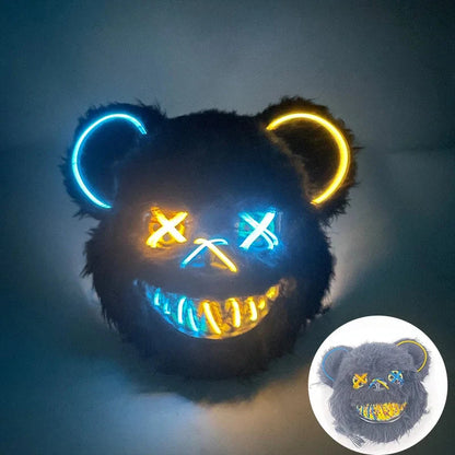 Costume Mask Faux Fur Optional LED Lights