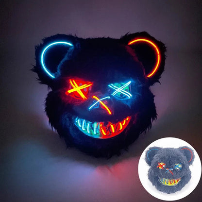 Costume Mask Faux Fur Optional LED Lights