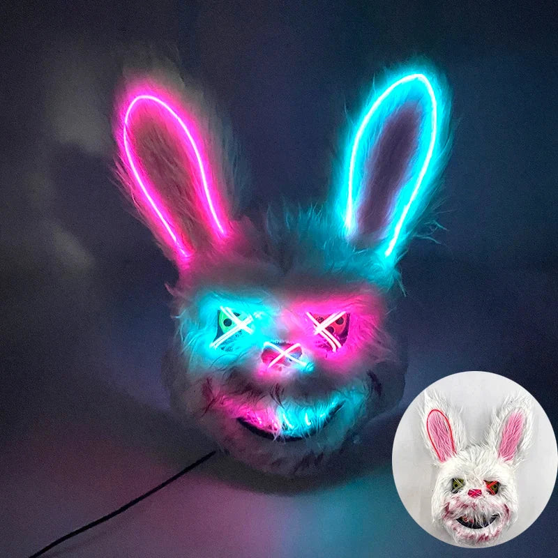 Costume Mask Faux Fur Optional LED Lights