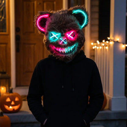 Costume Mask Faux Fur Optional LED Lights