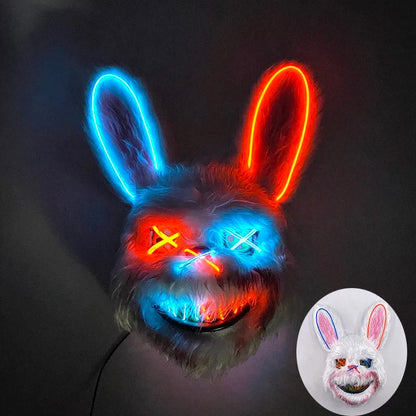 Costume Mask Faux Fur Optional LED Lights