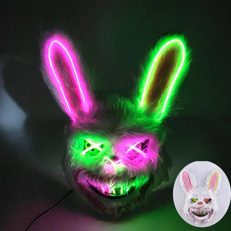 Costume Mask Faux Fur Optional LED Lights
