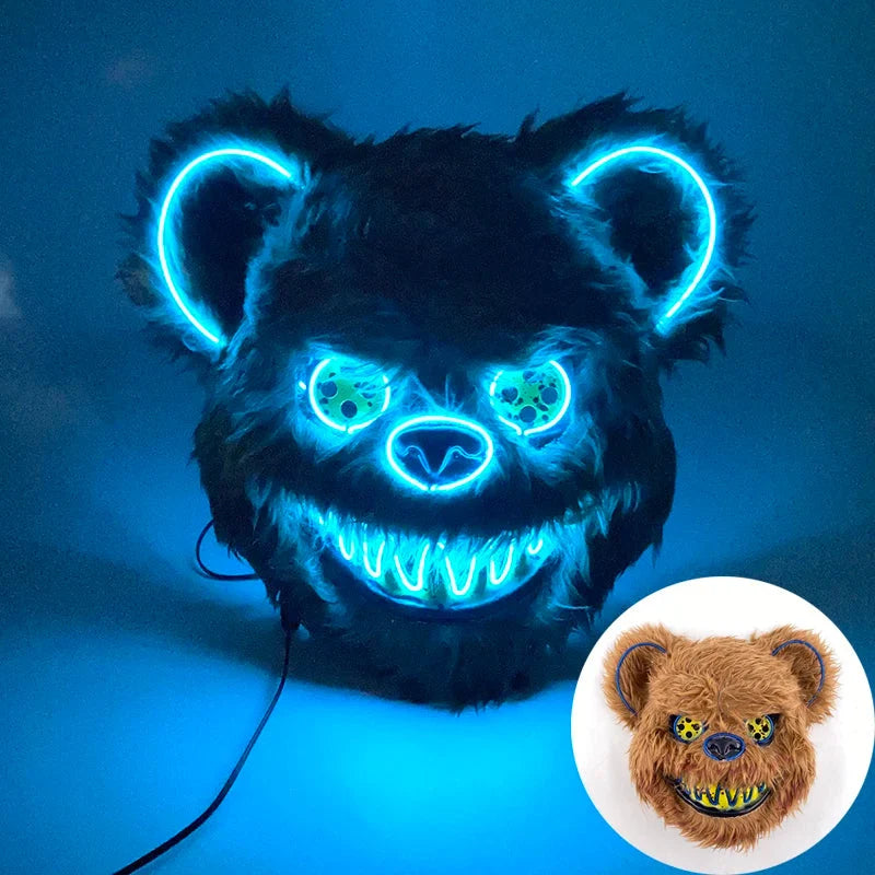 Costume Mask Faux Fur Optional LED Lights