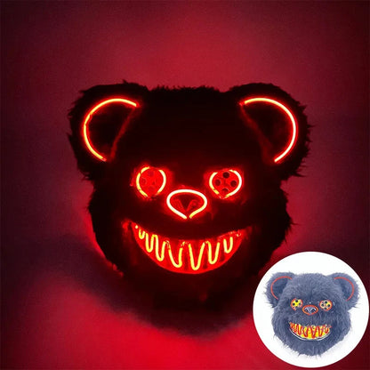 Costume Mask Faux Fur Optional LED Lights