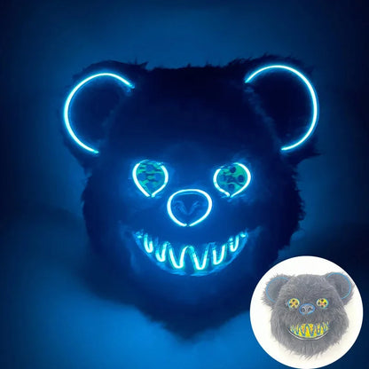 Costume Mask Faux Fur Optional LED Lights