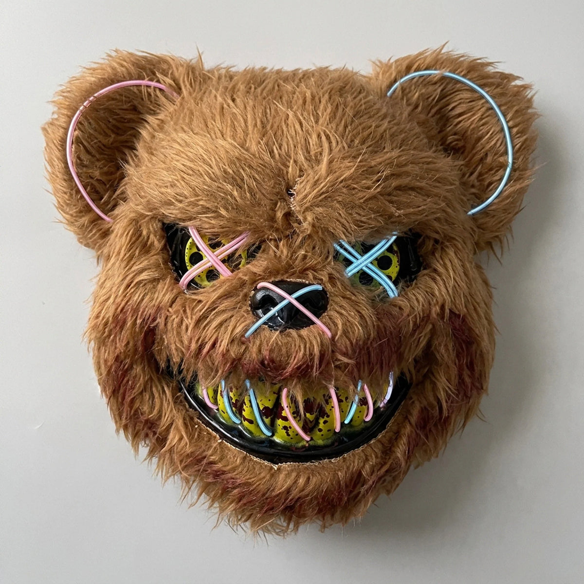 Costume Mask Faux Fur Optional LED Lights