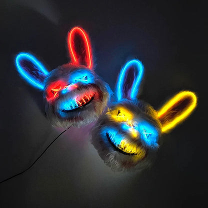 Costume Mask Faux Fur Optional LED Lights