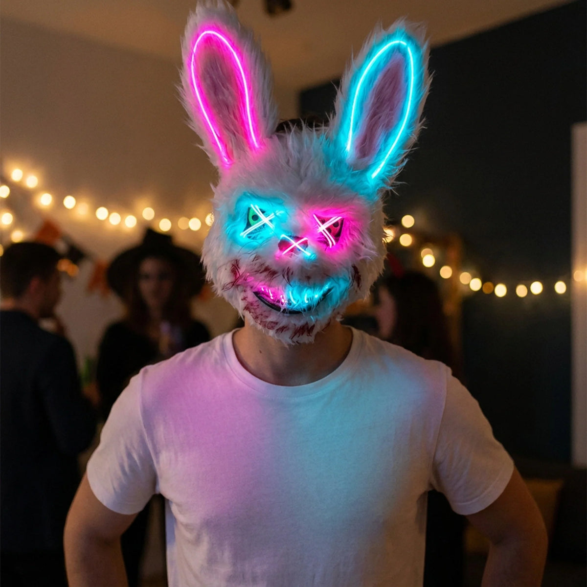 Costume Mask Faux Fur Optional LED Lights