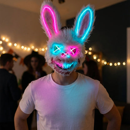 Costume Mask Faux Fur Optional LED Lights