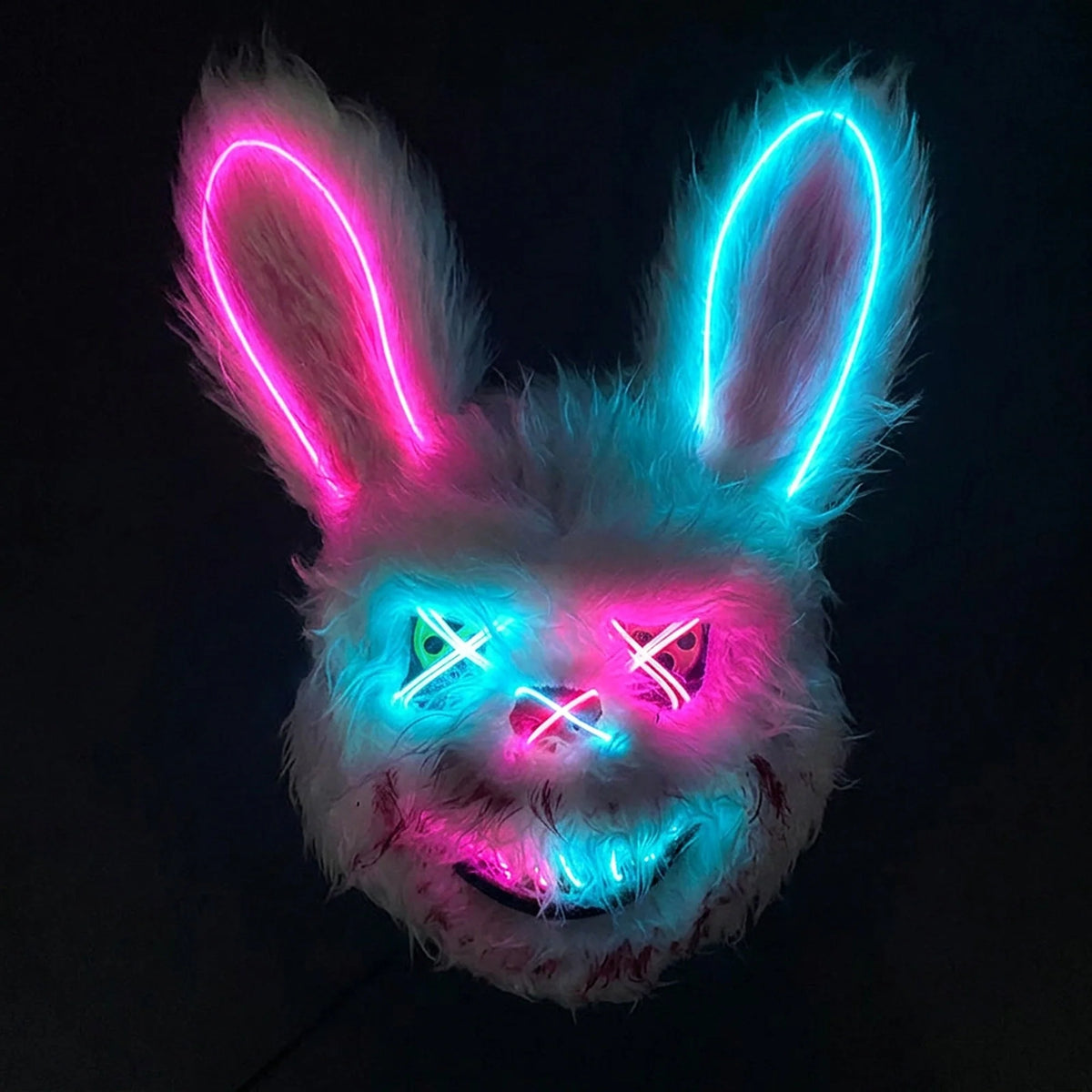 Costume Mask Faux Fur Optional LED Lights