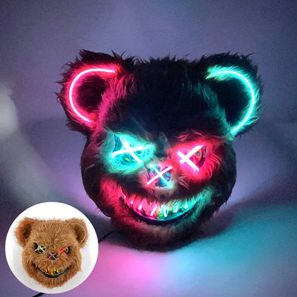 Costume Mask Faux Fur Optional LED Lights