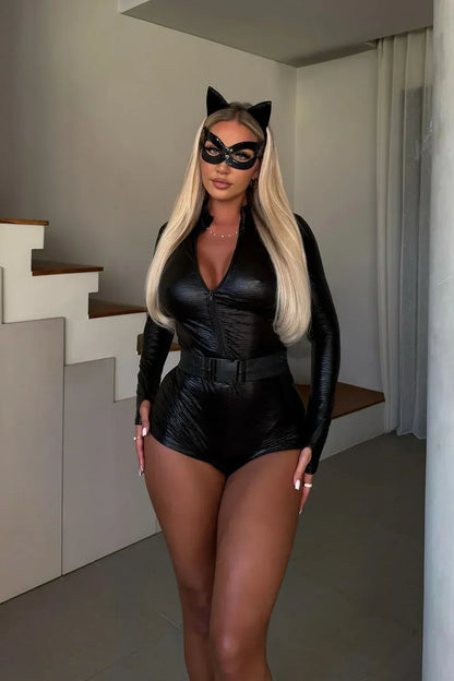 Costume Set Black Cat Four-Piece Stretch Knit