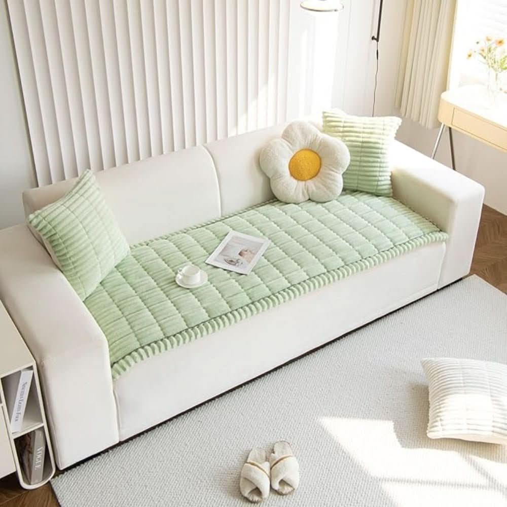 Couch Cover Plush Polyester Non-Slip Machine Washable