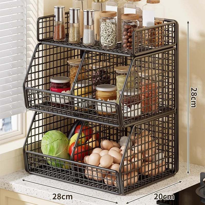 Countertop Pantry Organizer 3-Tier Metal Wire Space-Saving