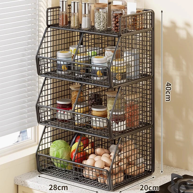 Countertop Pantry Organizer 3-Tier Metal Wire Space-Saving