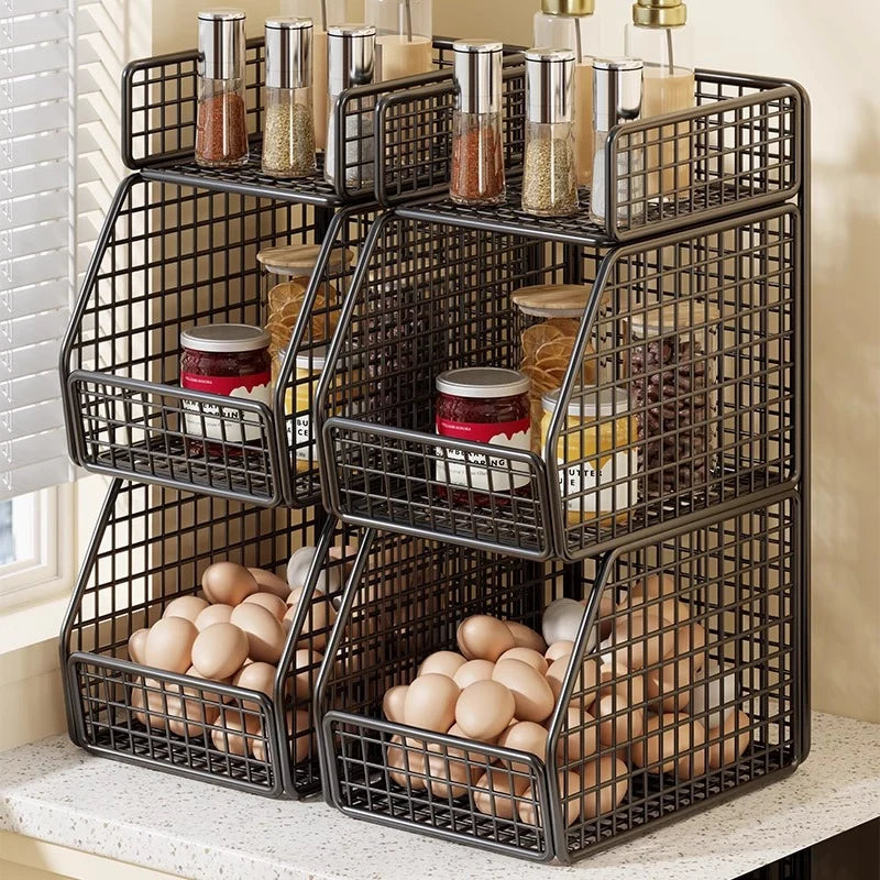 Countertop Pantry Organizer 3-Tier Metal Wire Space-Saving