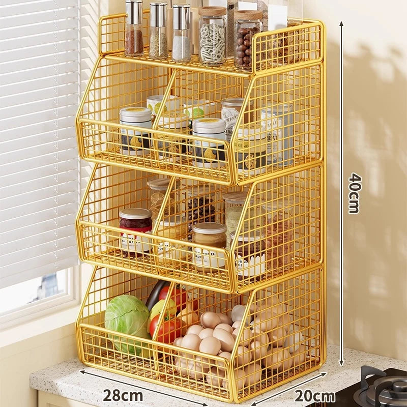 Countertop Pantry Organizer 3-Tier Metal Wire Space-Saving