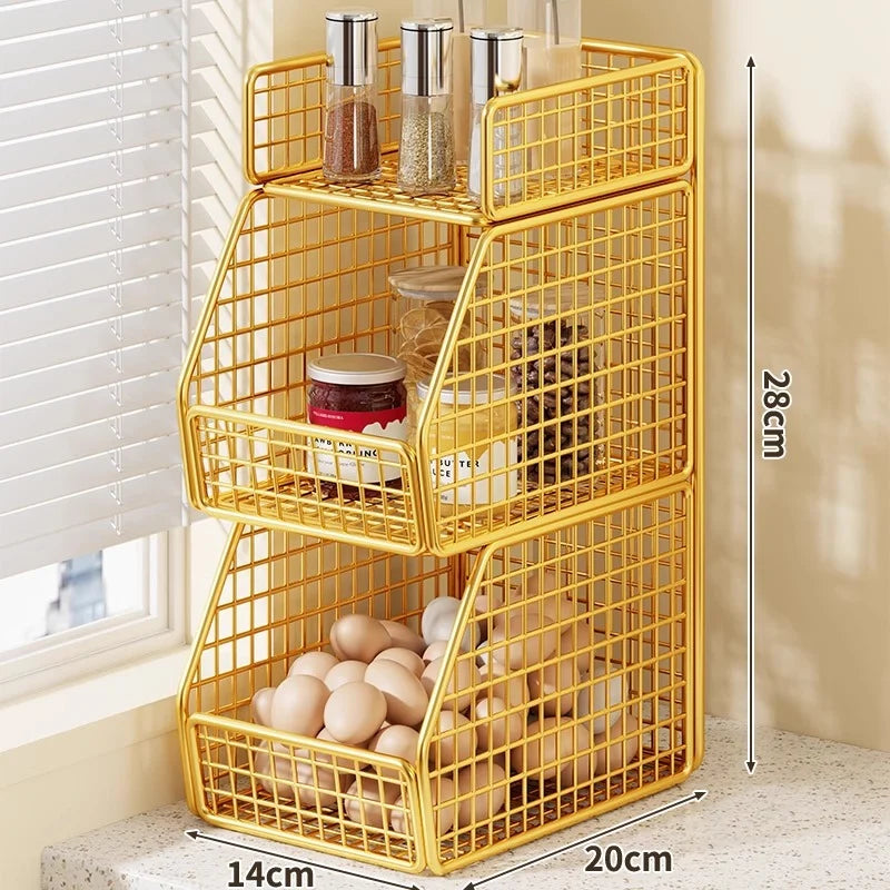 Countertop Pantry Organizer 3-Tier Metal Wire Space-Saving