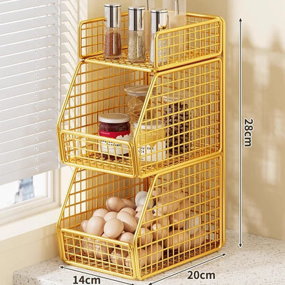 Countertop Pantry Organizer 3-Tier Metal Wire Space-Saving