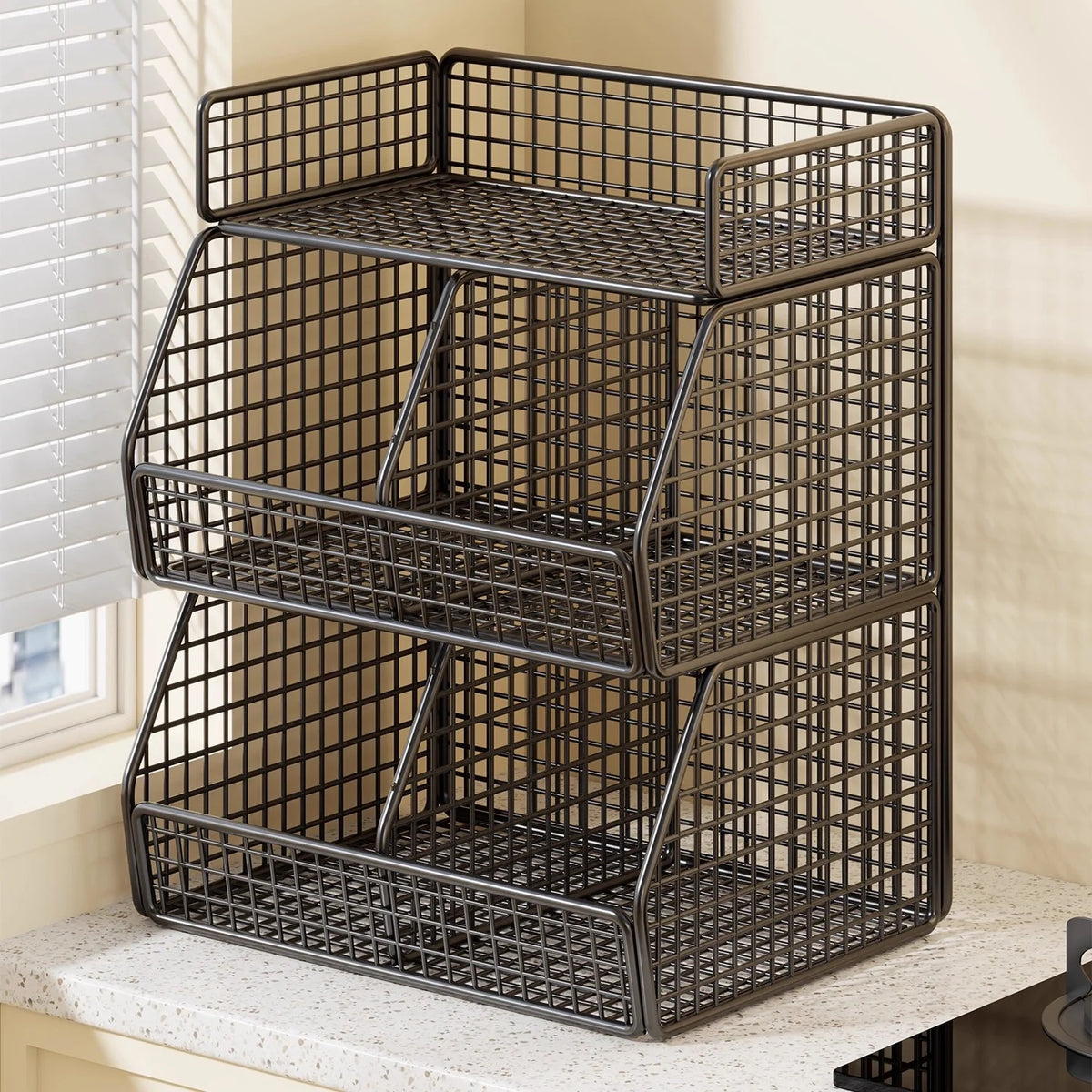 Countertop Pantry Organizer 3-Tier Wire Space-Saving