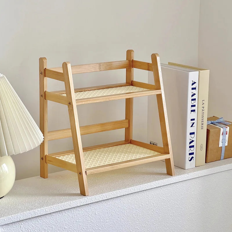 Countertop Shelf Two-Tier Bamboo Space-Saving