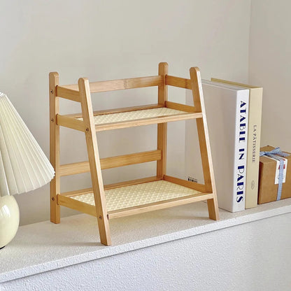 Countertop Shelf Two-Tier Bamboo Space-Saving