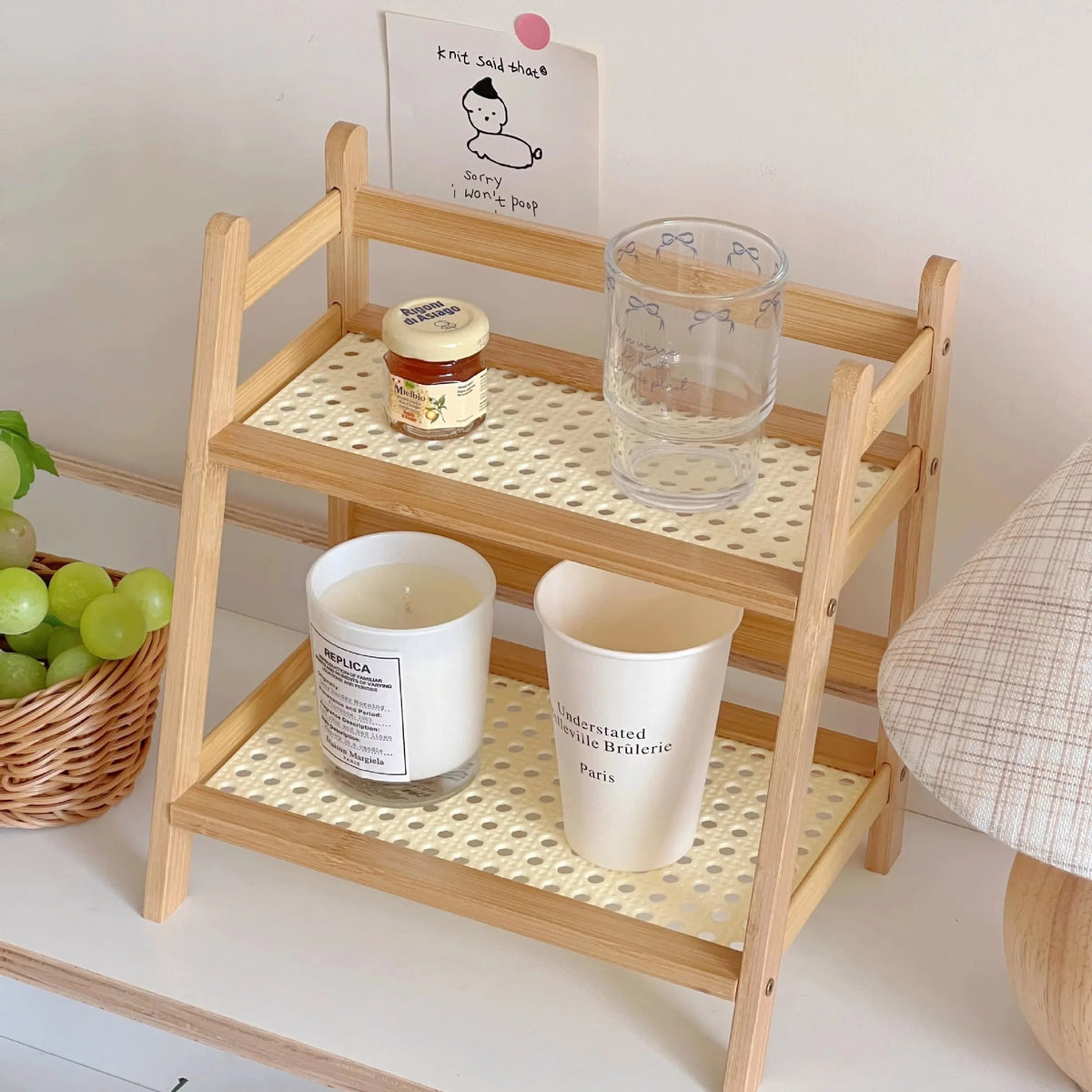 Countertop Shelf Two-Tier Bamboo Space-Saving