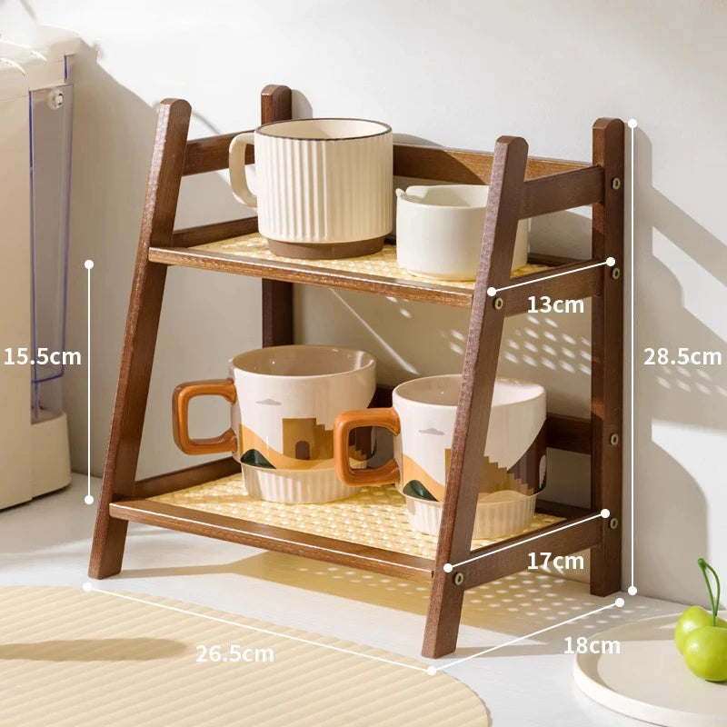 Countertop Shelf Two-Tier Bamboo Space-Saving