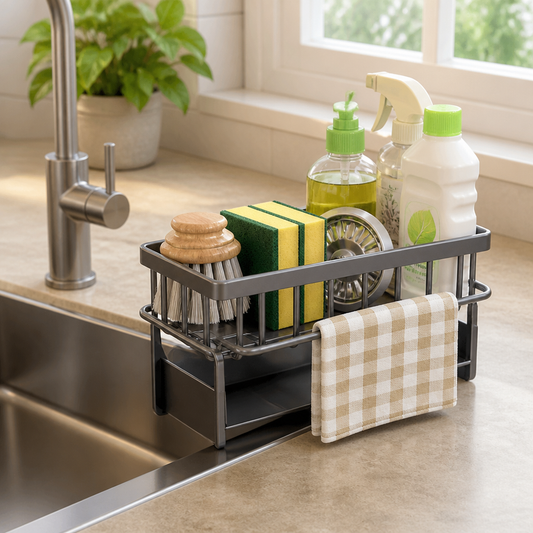 Countertop Sink Organizer Perforated Stainless Steel Towel Bar