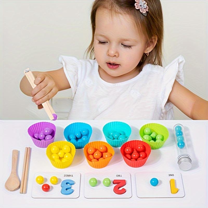 Counting Set Montessori Natural Wooden Beads & Tools