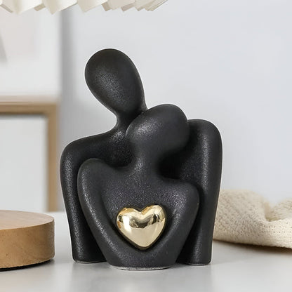 Couple Figurine Minimalist Ceramic Enamel