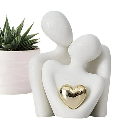 Couple Figurine Minimalist Ceramic Enamel