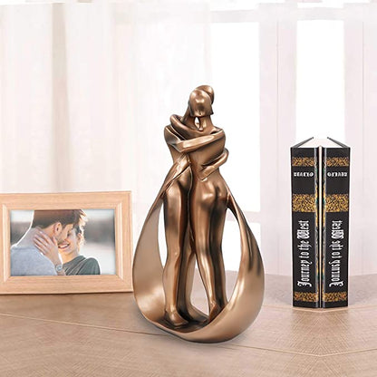 Couple Sculpture Bronze-Effect Resin Stable Base