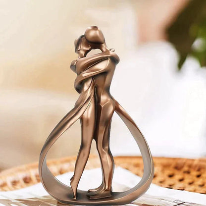 Couple Sculpture Bronze-Effect Resin Stable Base