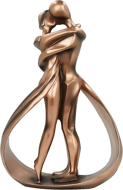 Couple Sculpture Bronze-Effect Resin Stable Base