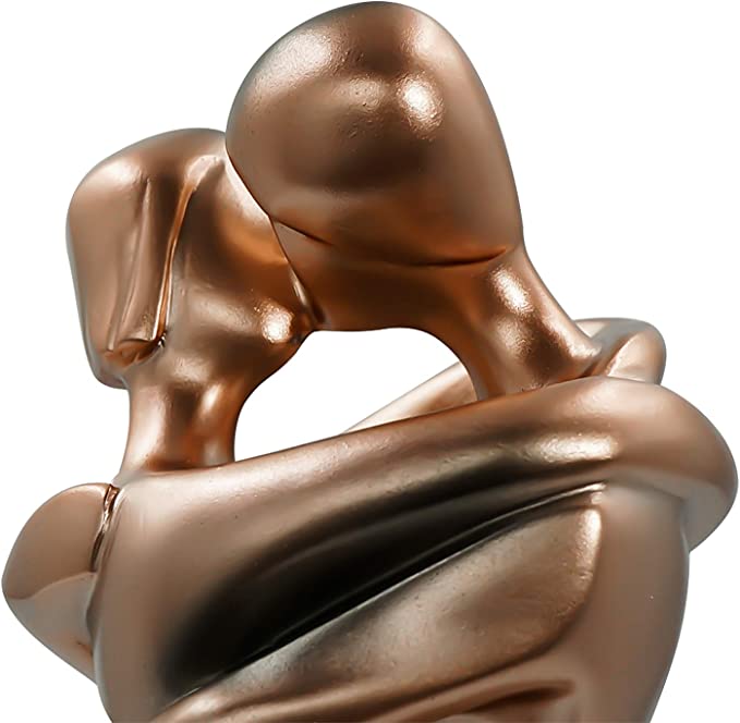 Couple Sculpture Bronze-Effect Resin Stable Base