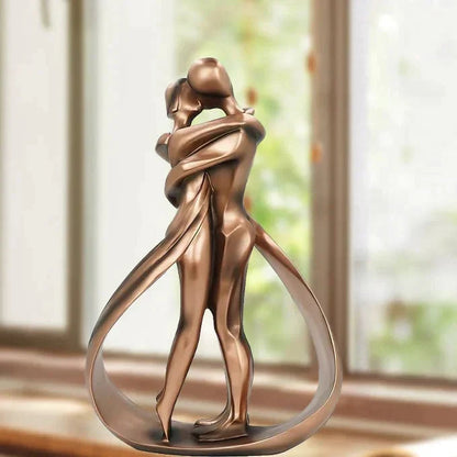 Couple Sculpture Bronze-Effect Resin Stable Base