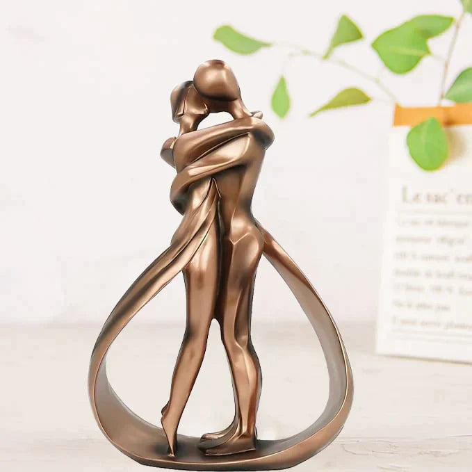 Couple Sculpture Bronze-Effect Resin Stable Base