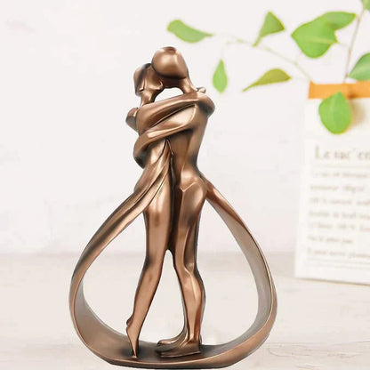 Couple Sculpture Bronze-Effect Resin Stable Base