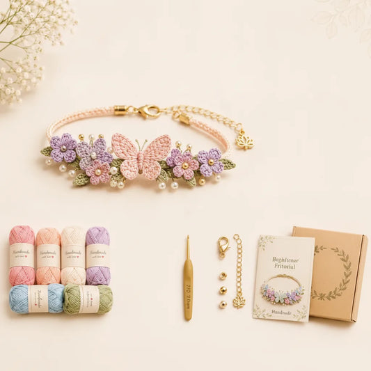 Crochet Bracelet Kit Beginner-Friendly Yarn & Beads Gift Box