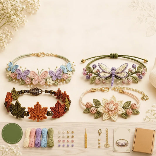 Crochet Bracelet Kit Beginner-Friendly Yarn & Beads Gift Box
