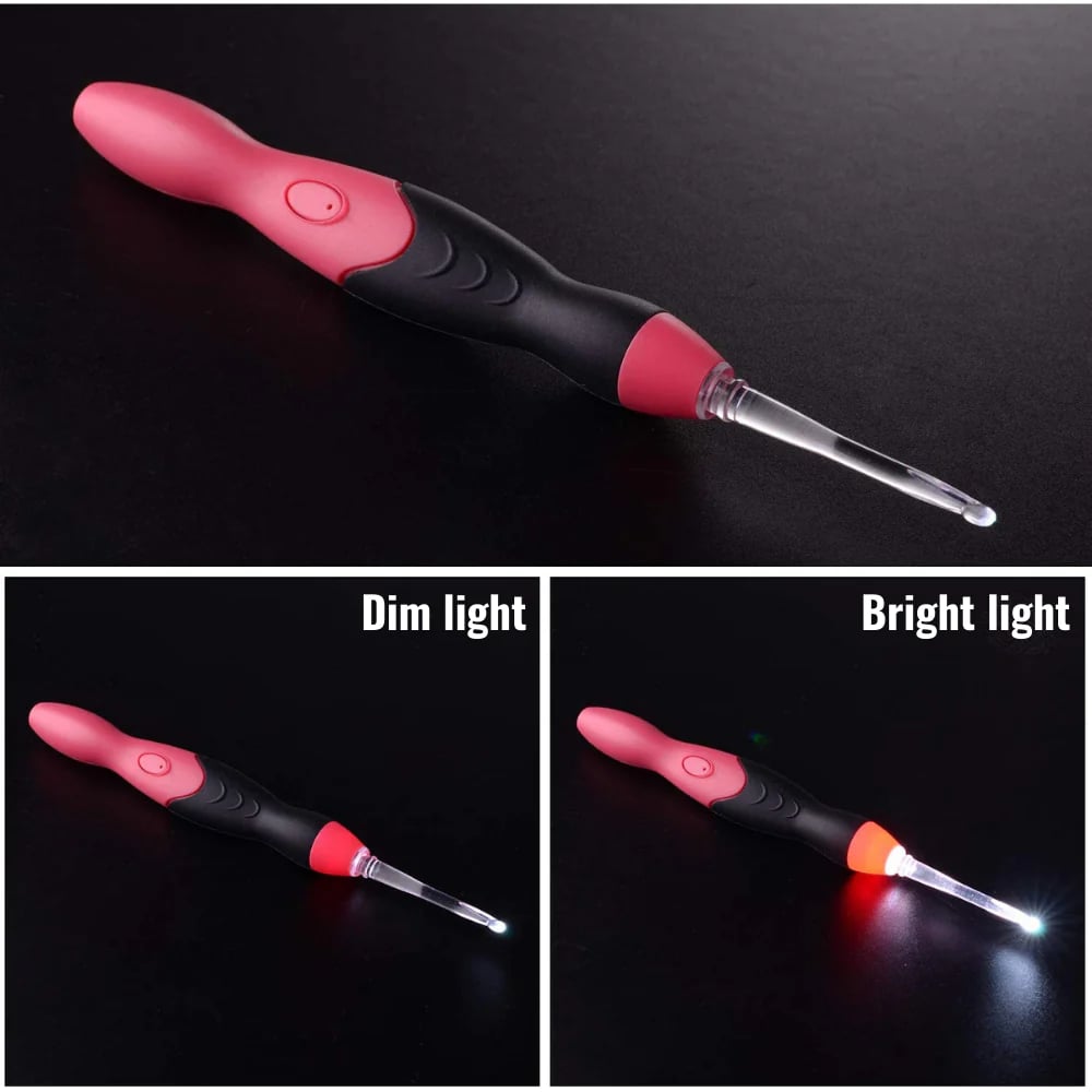 Crochet Hook Set LED Handle Rechargeable 11 Sizes