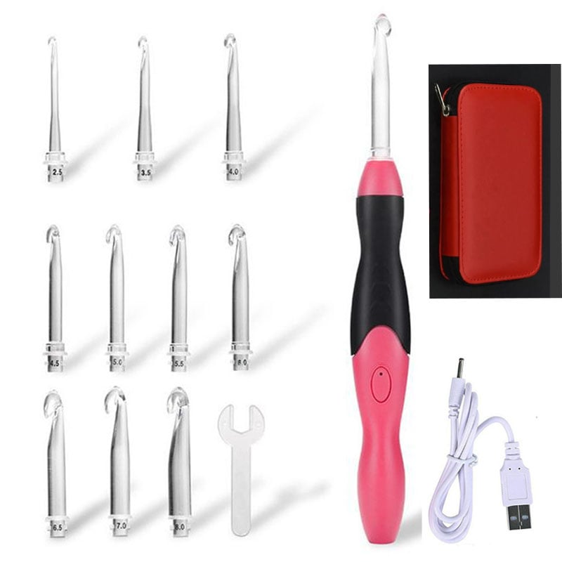 Crochet Hook Set LED Handle Rechargeable 11 Sizes