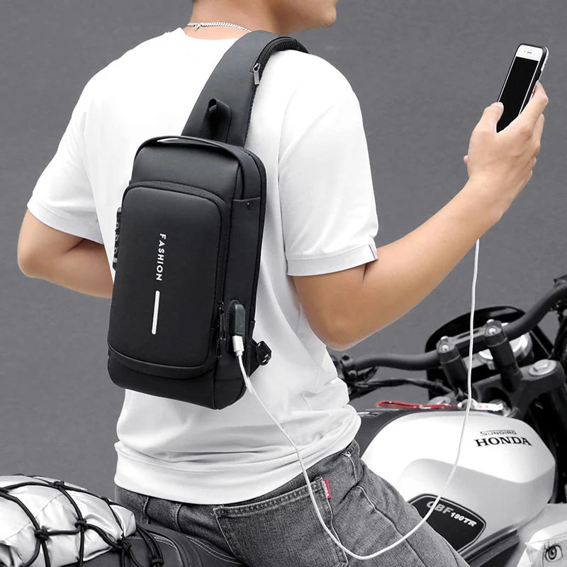 Crossbody Bag Anti-Theft Combination Lock USB Port & Tablet Sleeve